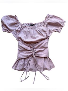 SHEIN Dusty Pink Lace-Up Peplum Off-Shoulder Top - NEVER WORN